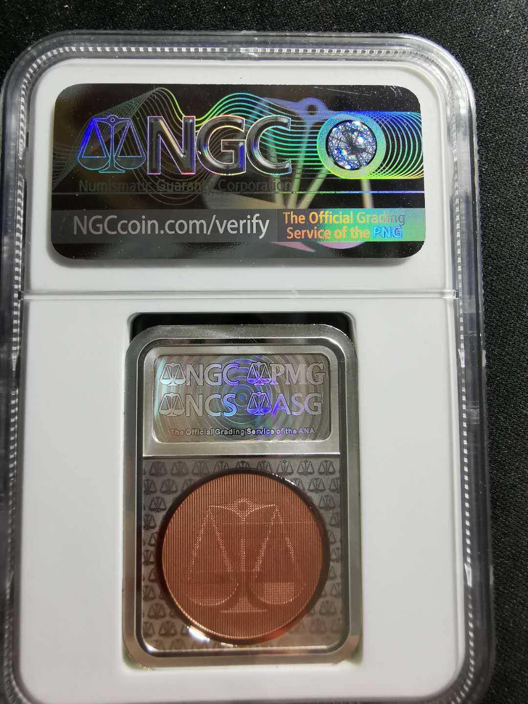 【鲸贝乐淘】千字文·第“信使可覆，器欲难量”号拍卖 【纪念章】2019年NGC上海五周年，银制，PF69UC 