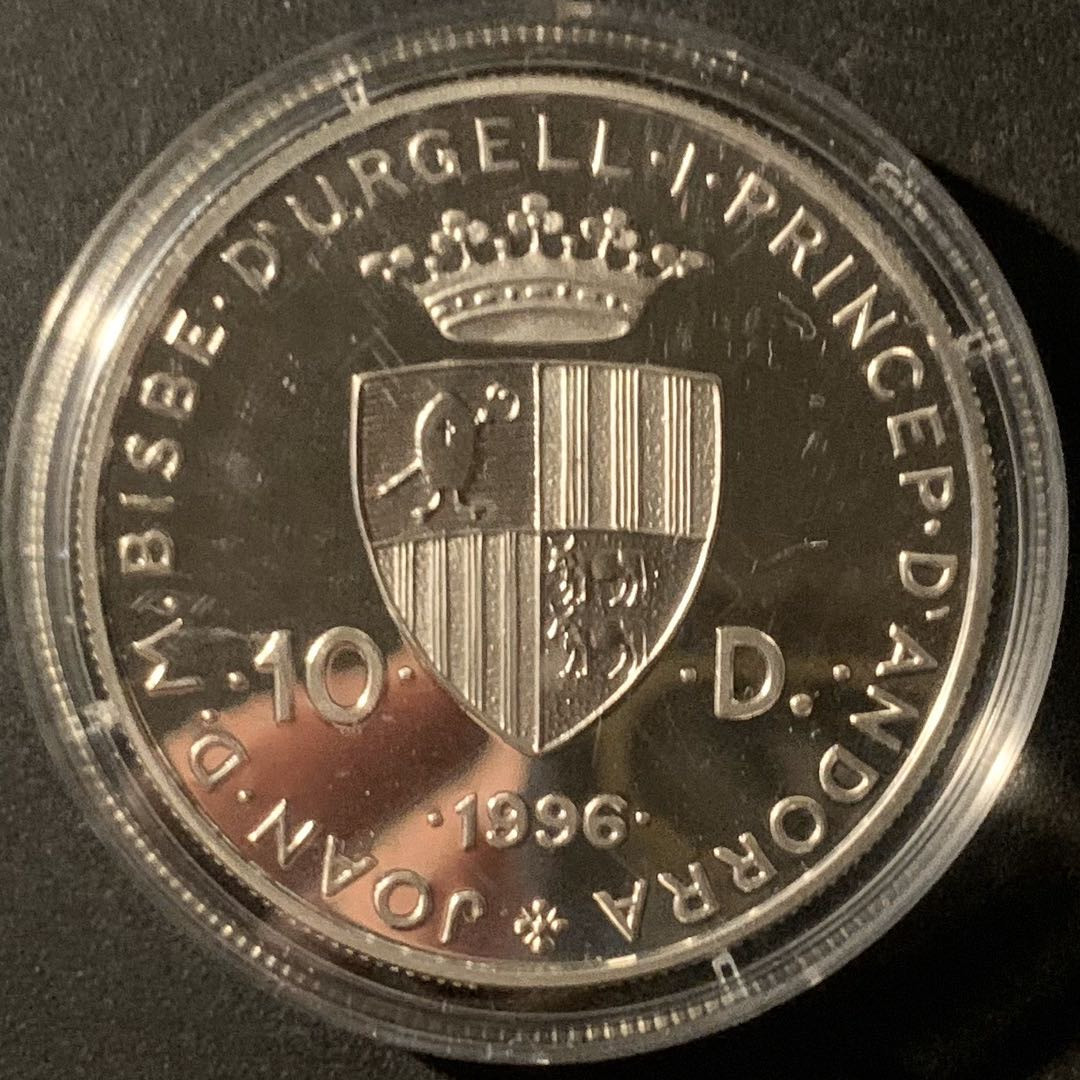 紫瑗钱币—微拍第50期  安道尔 1996年 河狸 10第纳尔 31.47克 0.925银 精制