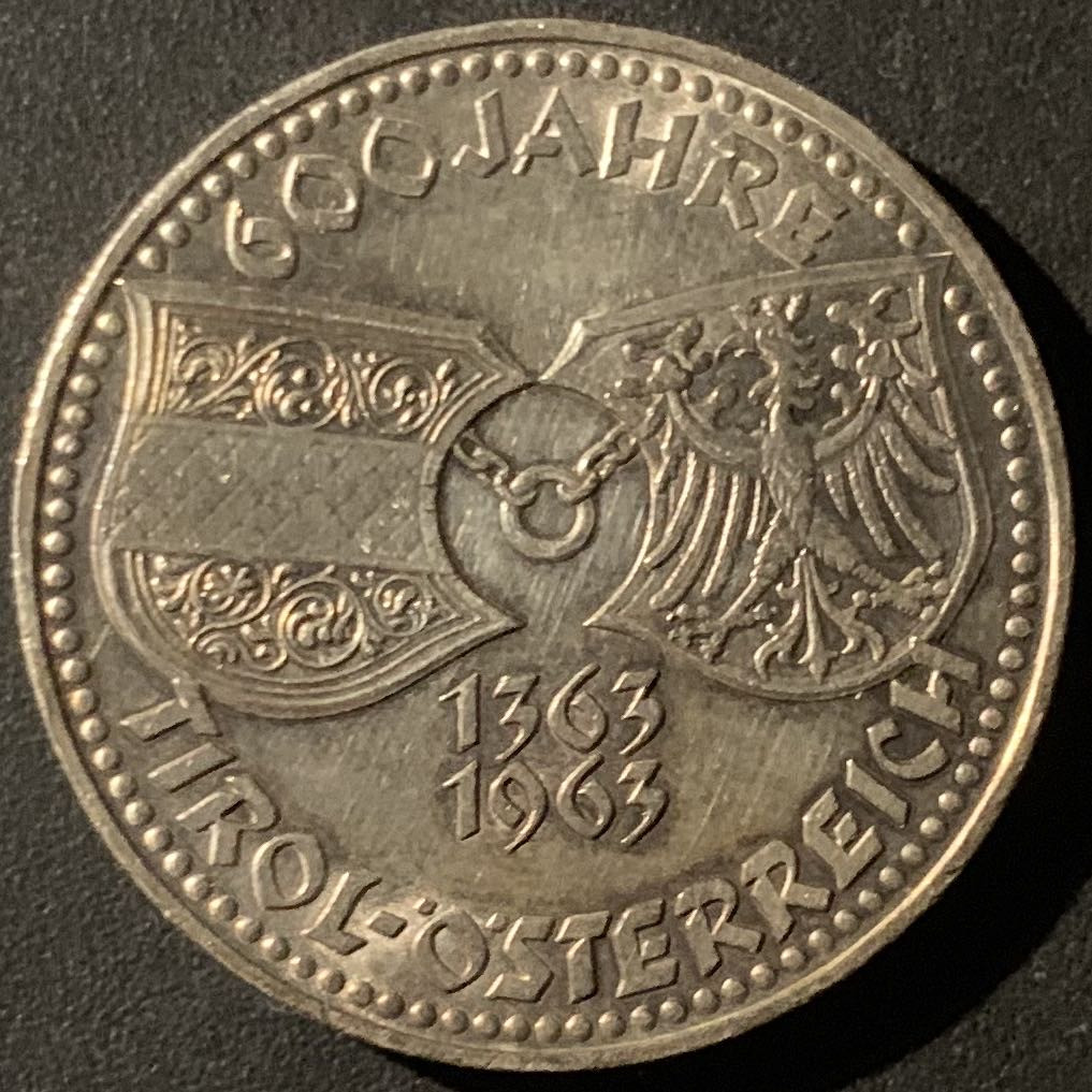 紫瑗钱币—微拍第50期  奥地利 1963年 蒂罗尔联邦600周年 50先令 20克 0.9银