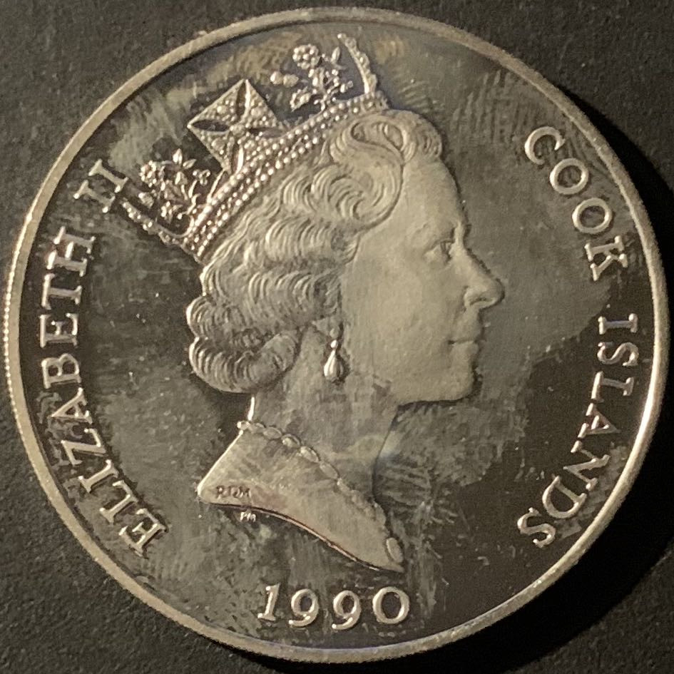 紫瑗钱币—微拍第50期  库克 1990年 世界濒危野生动物系列 大角羚羊 50元 19.2克 0.925银 精制