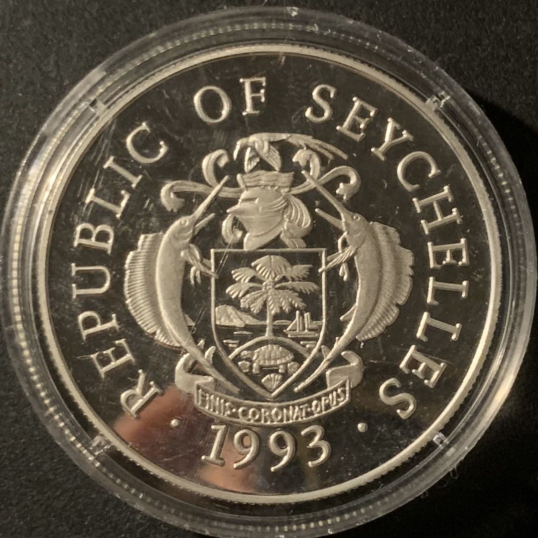 紫瑗钱币—微拍第50期  塞舌尔 1993年 发现号航天飞机 25卢比 28.28克 0.925银 精制