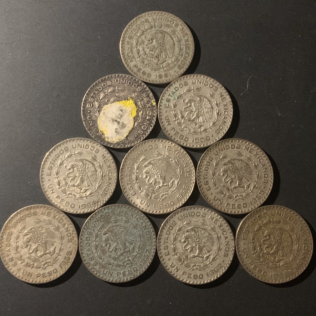 紫瑗钱币—微拍第50期  墨西哥  人物 1比索 银币 10枚一组