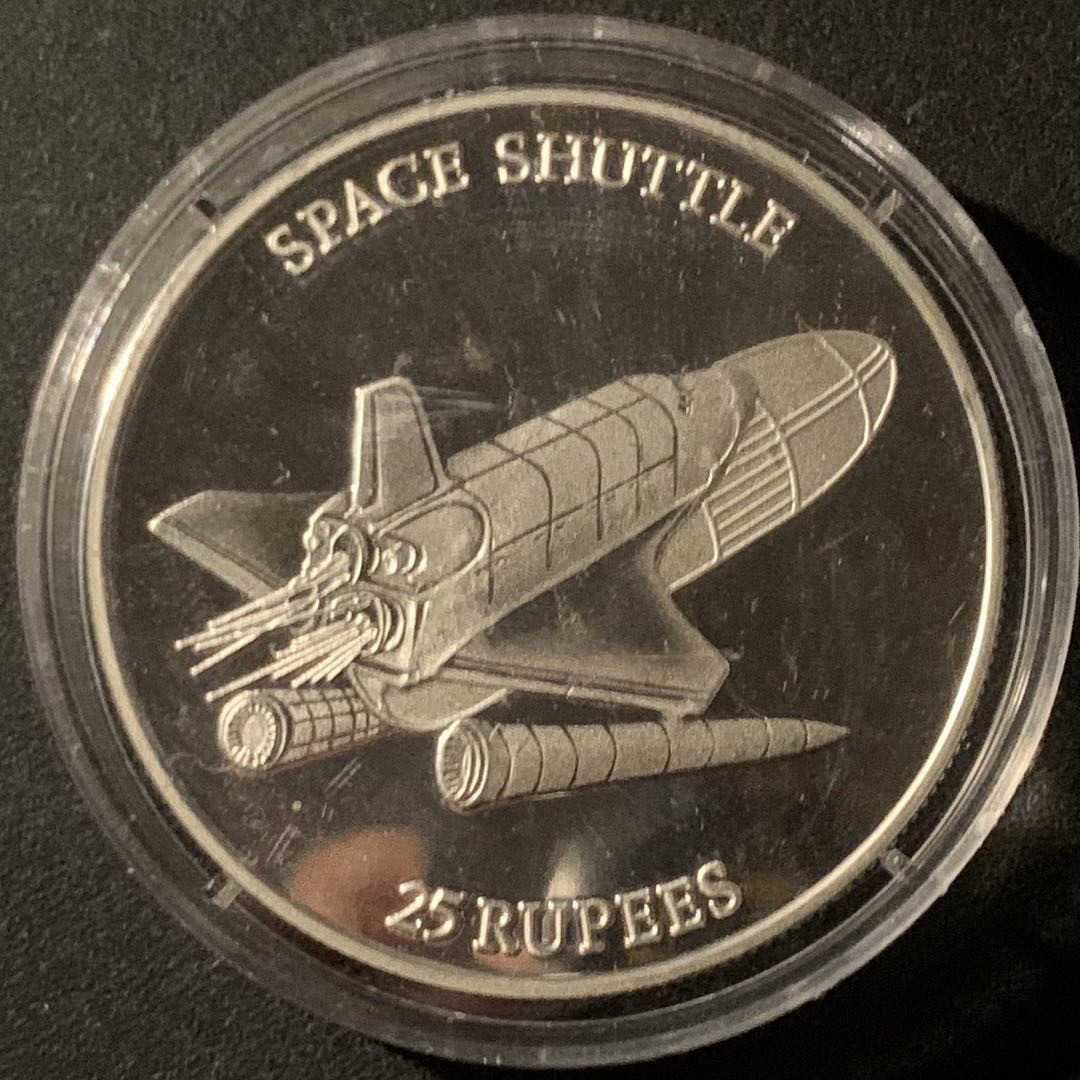 紫瑗钱币—微拍第50期  塞舌尔 1993年 发现号航天飞机 25卢比 28.28克 0.925银 精制