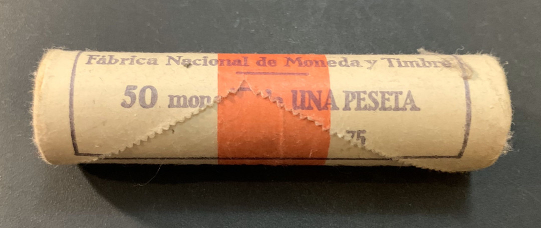 紫瑗钱币—微拍第50期  西班牙 1975年 胡安 卡洛斯 1比塞塔 黄铜 50枚整卷