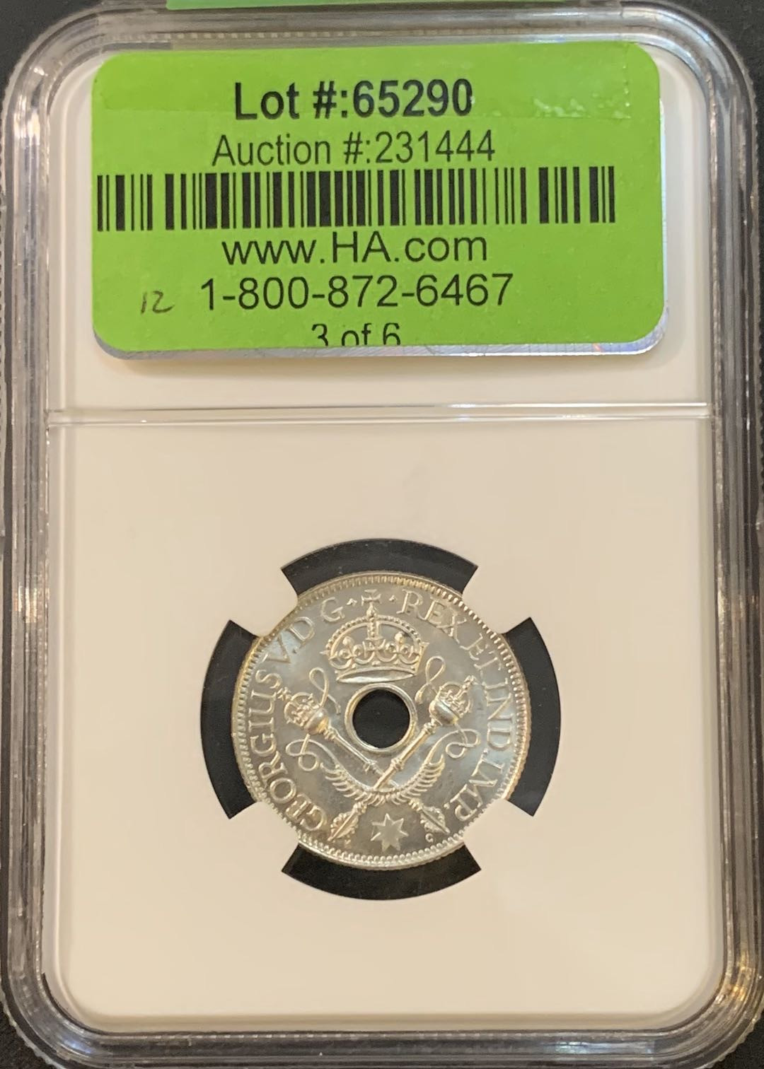 紫瑗钱币—微拍第50期  新几内亚 1935年 3便士 NGC MS65