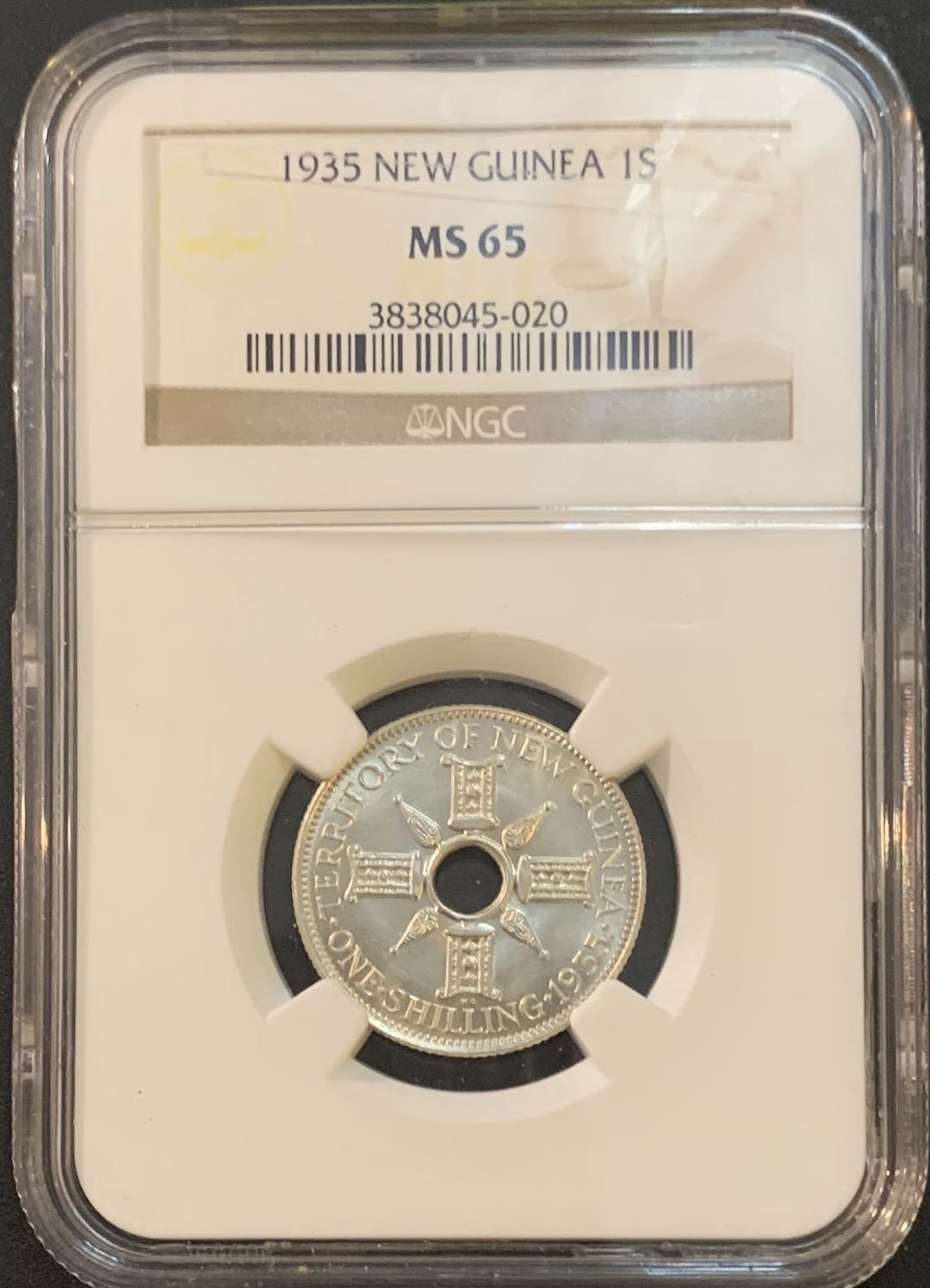 紫瑗钱币—微拍第50期  新几内亚 1935年 3便士 NGC MS65