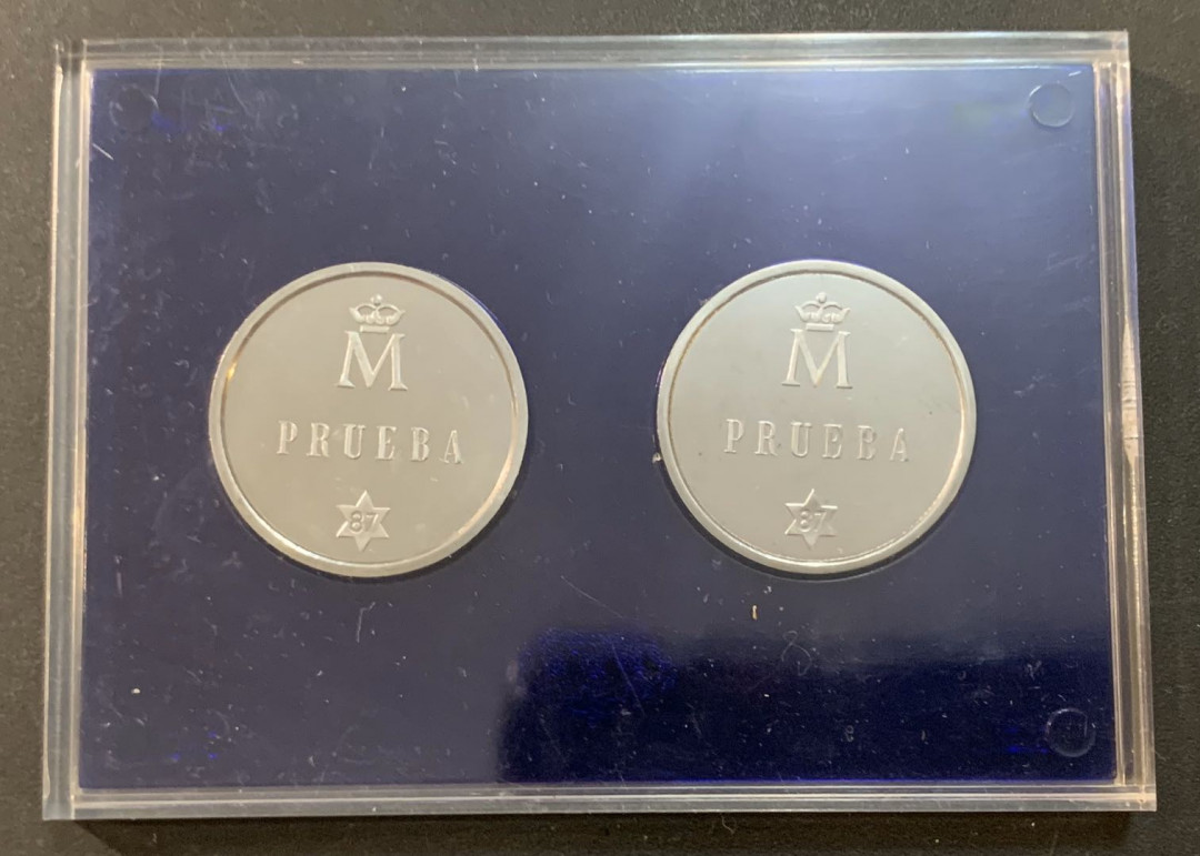 紫瑗钱币—微拍第50期  西班牙 1987年 500比塞塔 样币 2枚一套 原厂盒