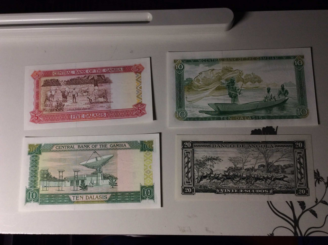 【收藏联盟】第133期拍卖——别墅和花园（共50拍） 【一组8张】安哥拉、冈比亚纸币一组 UNC