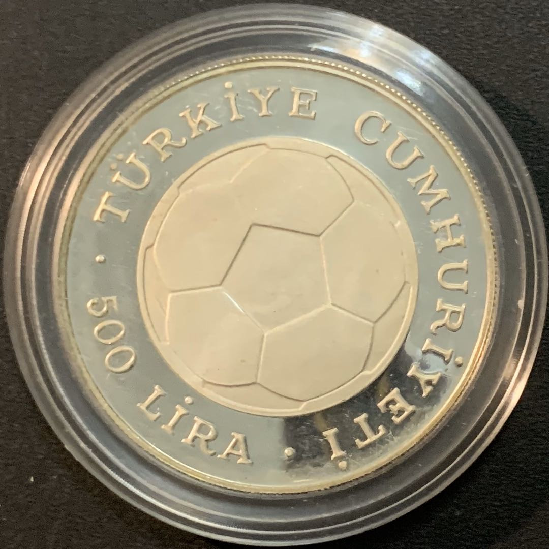 紫瑗钱币—微拍第51期 土耳其 1982年 西班牙世界杯 扑球 500里拉 23.33克 0.925银 精制
