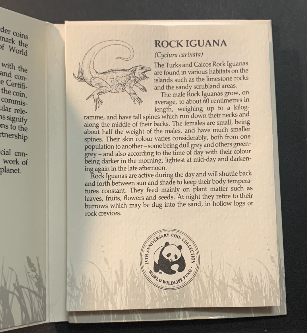 紫瑗钱币—微拍第51期 特克斯与凯恩斯 1988年 WWF25周年 特克斯巨蜥 1克朗 28.28克 0.925银 精制 WWF原装卡
