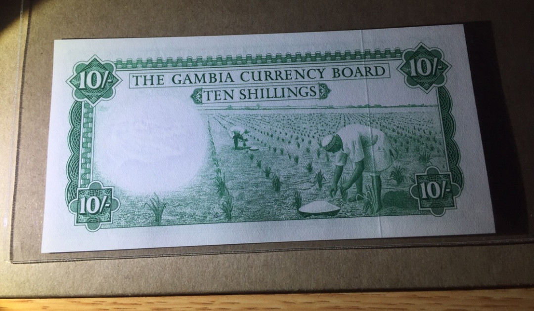 【收藏联盟】第133期拍卖——别墅和花园（共50拍） 冈比亚 1965年 10先令 p1a BWC印刷 精美 该国第一张纸币 全新UNC