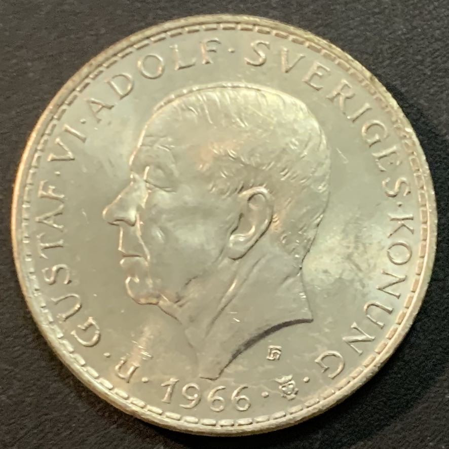 紫瑗钱币—微拍第51期 瑞典 1966年 宪法改革百年 5克朗 18克 0.4银