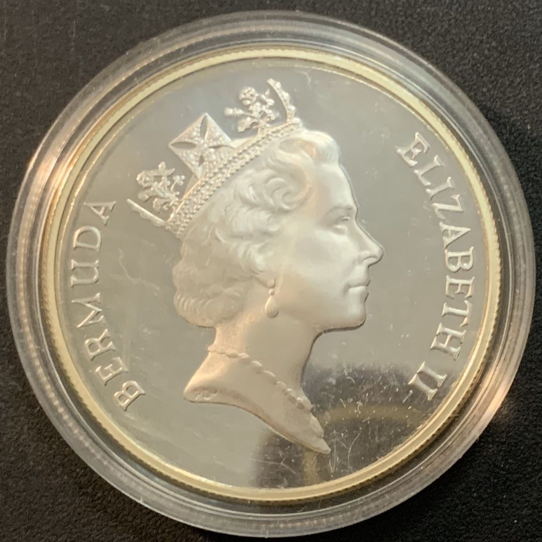 紫瑗钱币—微拍第51期 百慕大 1986年  珍稀海洋动物 大海龟 1元 28.28克 0.925银 精制