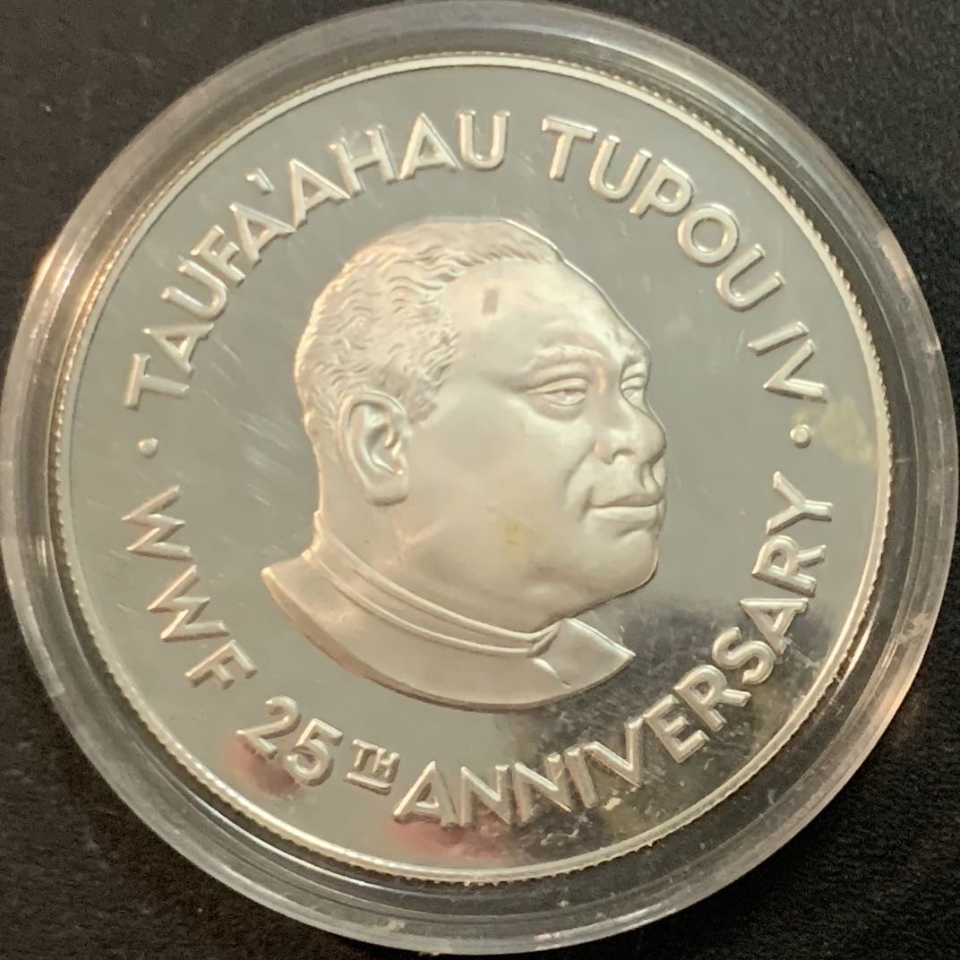 紫瑗钱币—微拍第51期 汤加 1986年  保护动物系列 座头鲸 2潘加 27克 0.925银 精制