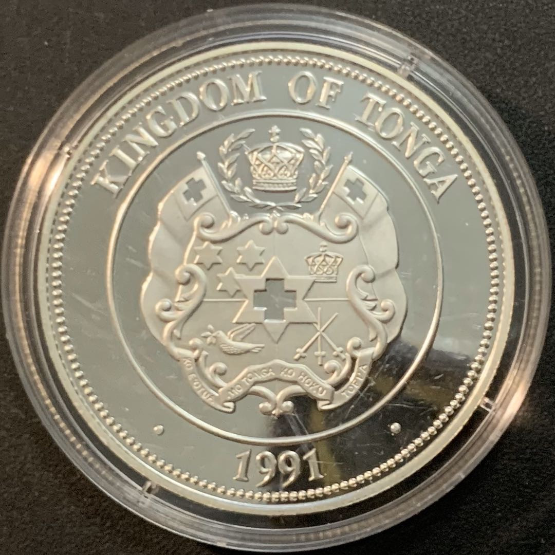 紫瑗钱币—微拍第51期 汤加 1991年 保护动物系列 冢雉 1 潘加 31.6克 0.925银 精制