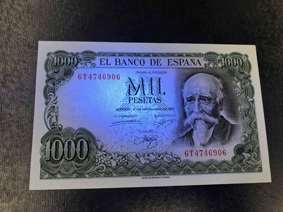 【收藏联盟】第133期拍卖——别墅和花园（共50拍） 西班牙 1971年1000比塞塔 UNC