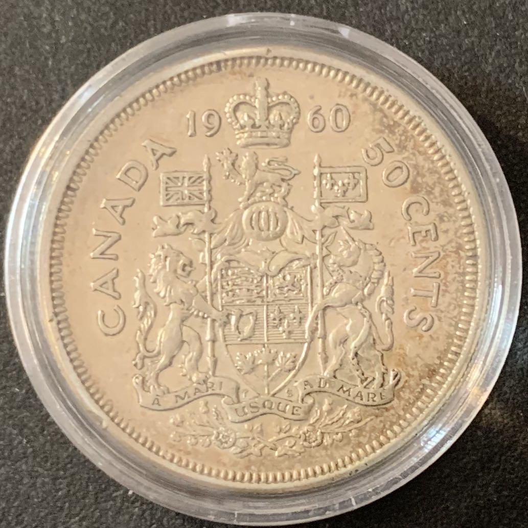 紫瑗钱币—微拍第51期 加拿大 1960年 伊丽莎白二世 50分 11.67克 0.8银