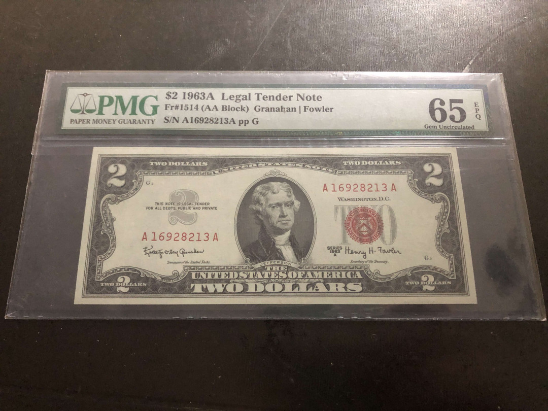 【收藏联盟】第133期拍卖——别墅和花园（共50拍） 美国 1963年 2美金 PMG65EPQ AA冠