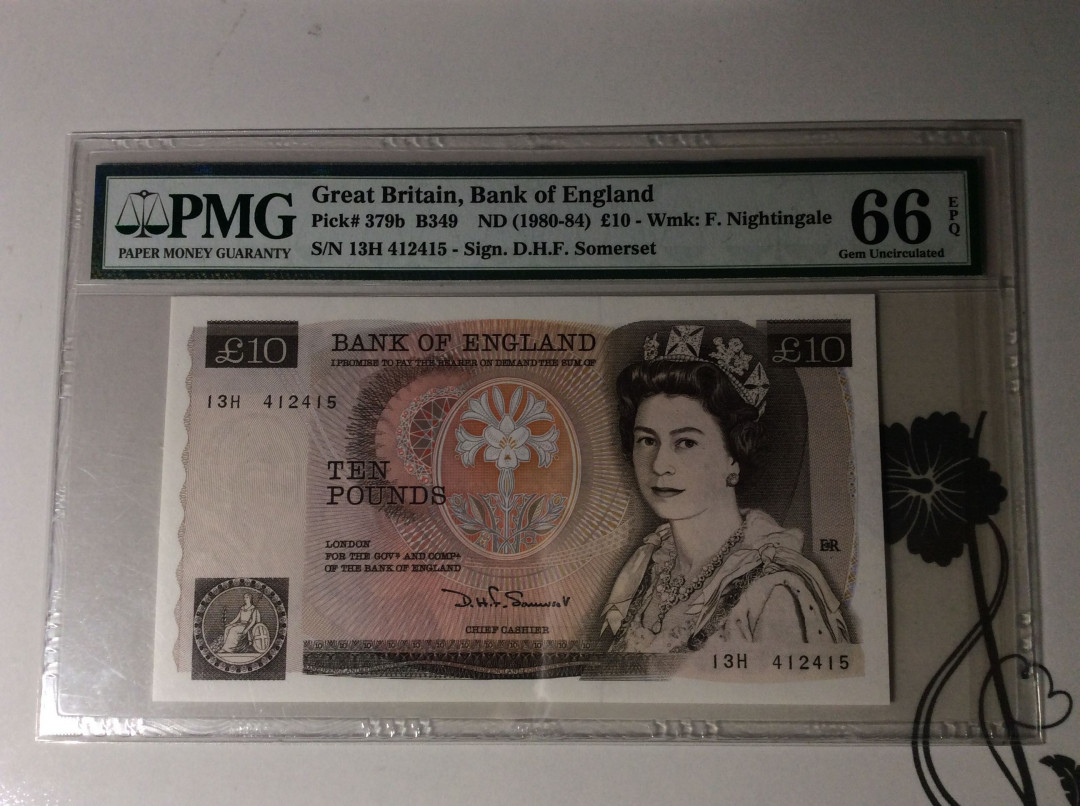 【收藏联盟】第133期拍卖——别墅和花园（共50拍） 英国 1980-84年 10镑 P379b PMG66EPQ 