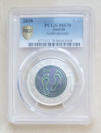 【随心拍&GetCoins】现代钱币拍卖第四十八期 PCGS70-奥地利2018年“人类世”银铌双色币