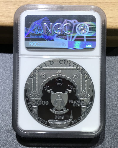 【随心拍&GetCoins】现代钱币拍卖第四十八期 喀麦隆2019年世界文化象鼻神2盎司浮雕仿古银币NGC69首期蓝标