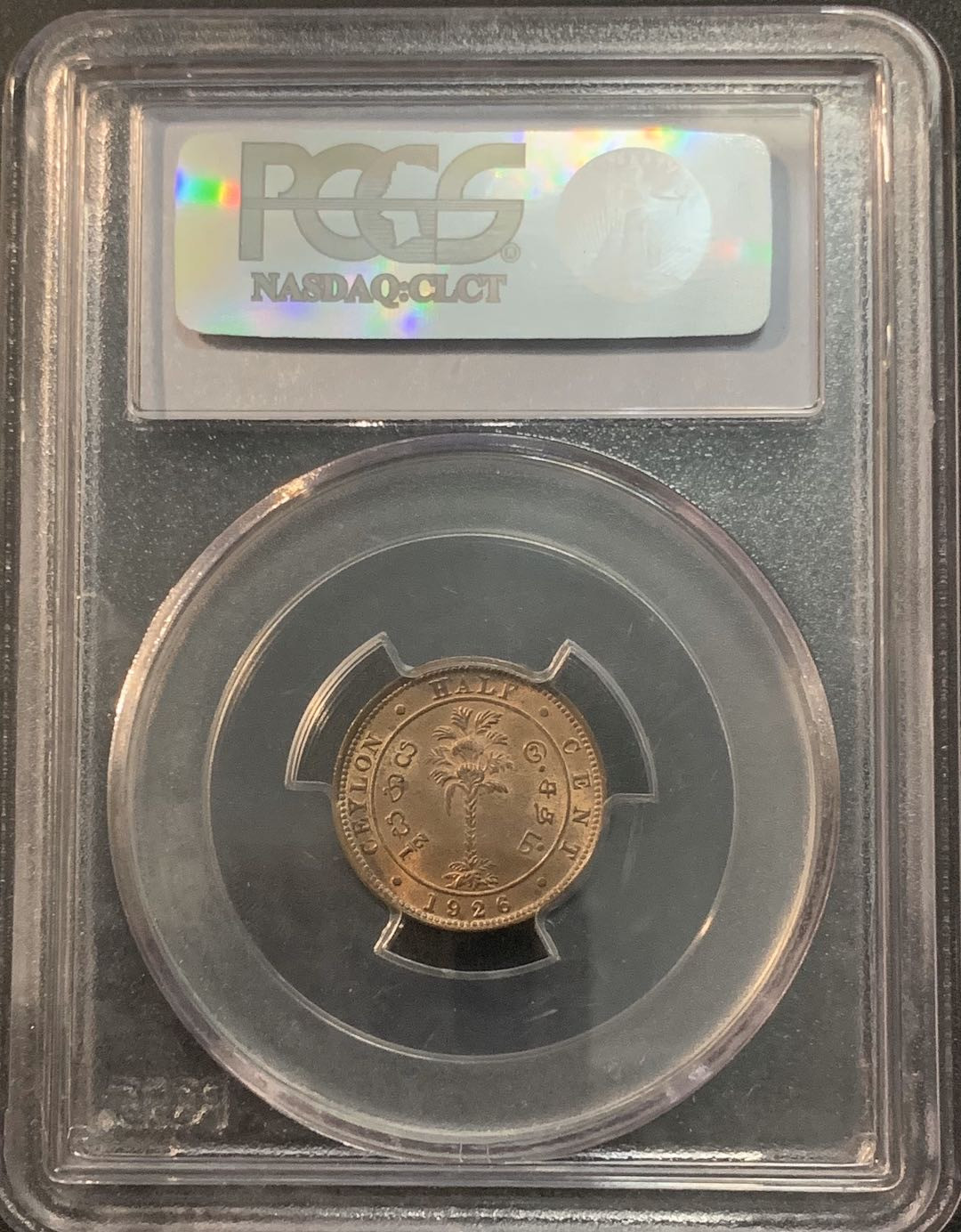 紫瑗钱币—微拍第51期 锡兰 1926年 乔治五世 1/2分 PCGS MS64 RB