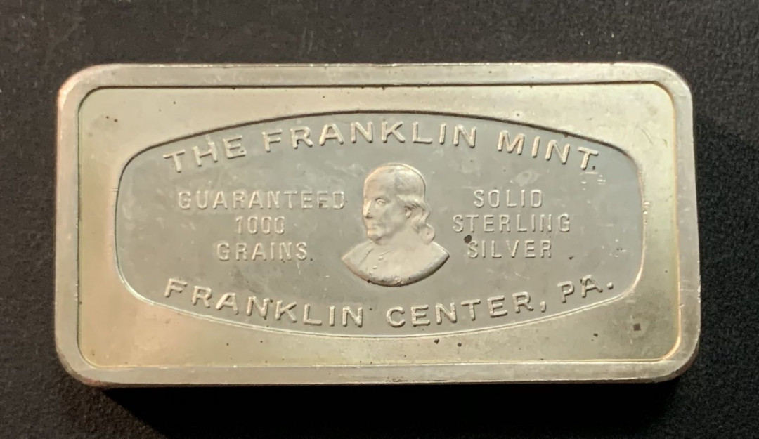 紫瑗钱币—微拍第51期 美国 富兰克林造币厂 1000格令（约64.8克）银块 