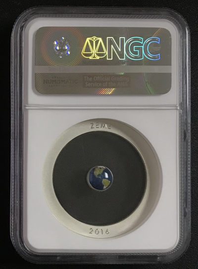 【随心拍&GetCoins】现代钱币拍卖第四十八期 获奖拉脱维亚2016年透明陶瓷蓝色地球银币NGCMS70