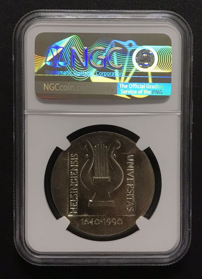 【随心拍&GetCoins】现代钱币拍卖第四十八期 芬兰1990年马克赫尔辛基大学350年猫头鹰银币NGCMS68