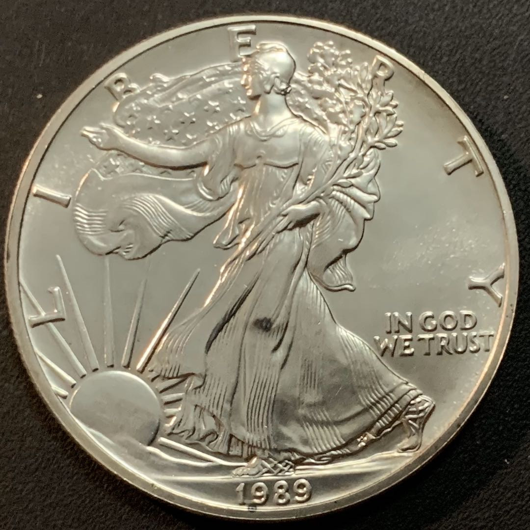 紫瑗钱币—微拍第51期 美国 1989年  行走女神 投资银币 1美元  1盎司纯银 31.1克 0.999银