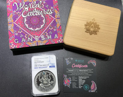 【随心拍&GetCoins】现代钱币拍卖第四十八期 喀麦隆2019年世界文化象鼻神2盎司浮雕仿古银币NGC69首期蓝标