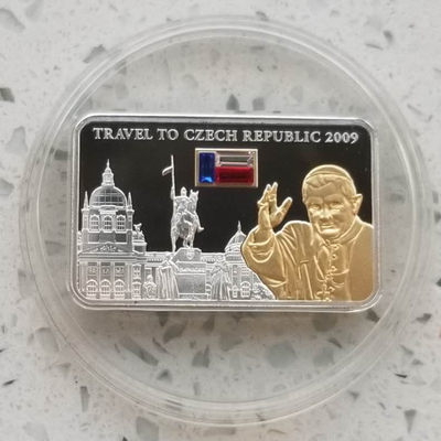 【随心拍&GetCoins】现代钱币拍卖第四十八期 库克2009年教皇访问捷克镶嵌银币  