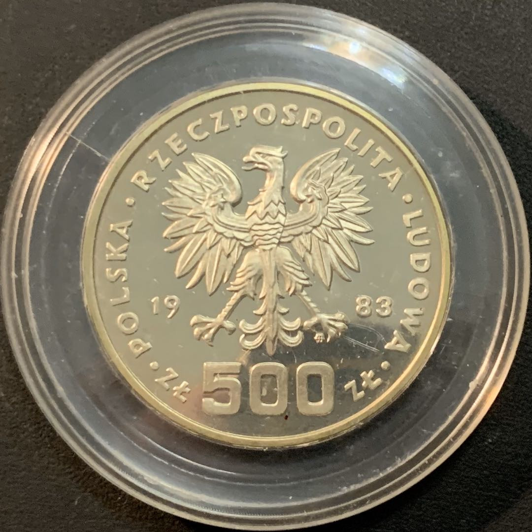 紫瑗钱币—微拍第51期 波兰 1983年 84洛杉矶奥运会 平衡木 500兹罗提 银质样币
