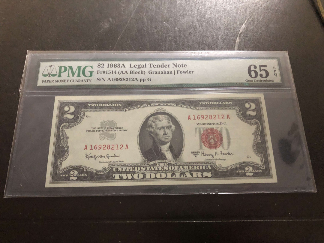 【收藏联盟】第134期拍卖——昆士顿高地战役（共50拍） 美国 1963年 2美金 PMG65EPQ AA冠