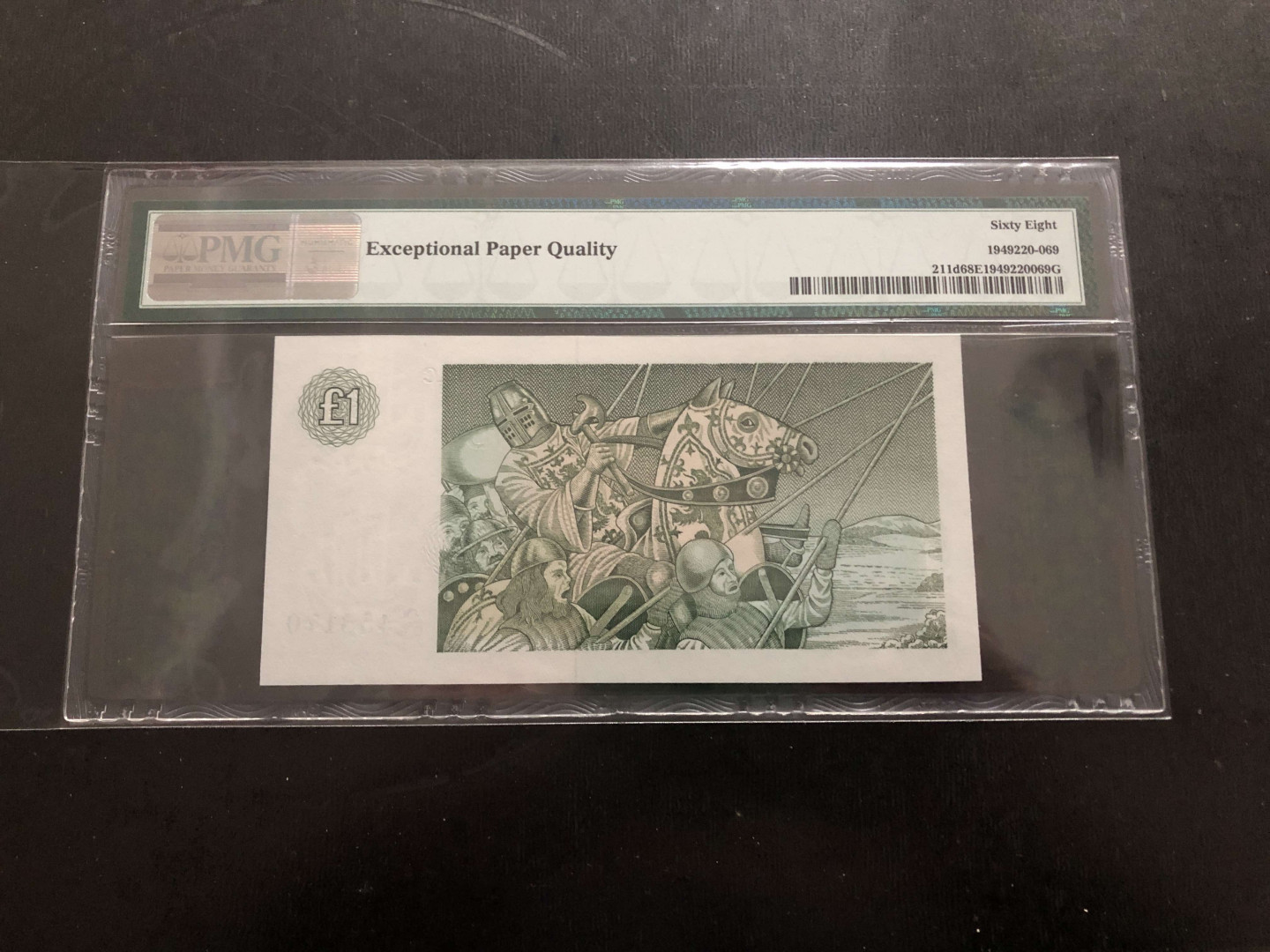 【收藏联盟】第134期拍卖——昆士顿高地战役（共50拍） 苏格兰 1987-88年 1镑 PMG68EPQ  超高分 