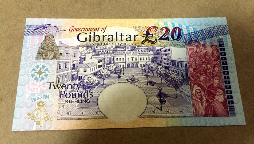 【收藏联盟】第134期拍卖——昆士顿高地战役（共50拍） 直布罗陀 2004年 20镑 CCC 3位小号 全新UNC 归属英国300年纪念钞