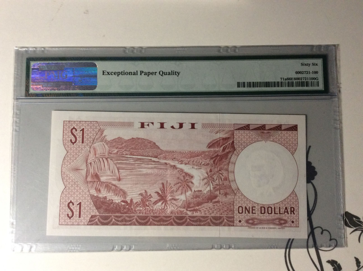 【收藏联盟】第134期拍卖——昆士顿高地战役（共50拍） 斐济 1974年 1元 PMG66EPQ 戎装女王 p71a