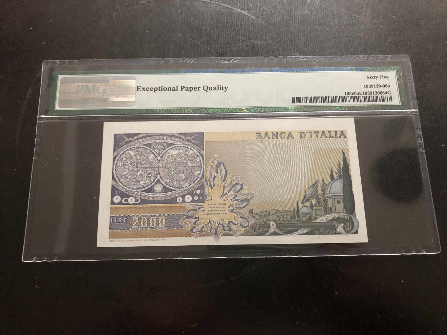 【收藏联盟】第134期拍卖——昆士顿高地战役（共50拍） 意大利 1983年 2000里拉 伽利略 PMG65EPQ