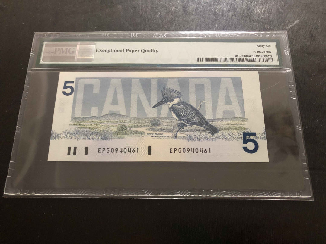 【收藏联盟】第134期拍卖——昆士顿高地战役（共50拍） 加拿大 1986年 5元 PMG66EPQ 鸟版