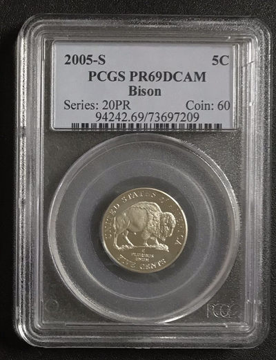 【随心拍&GetCoins】现代钱币拍卖第四十八期 美国2005年野牛五分纪念币PCGSPR69