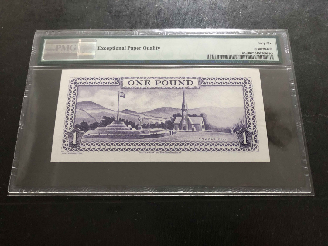 【收藏联盟】第134期拍卖——昆士顿高地战役（共50拍） 马恩岛 1961年 1镑 PMG66EPQ  BWC出品 戎装女王