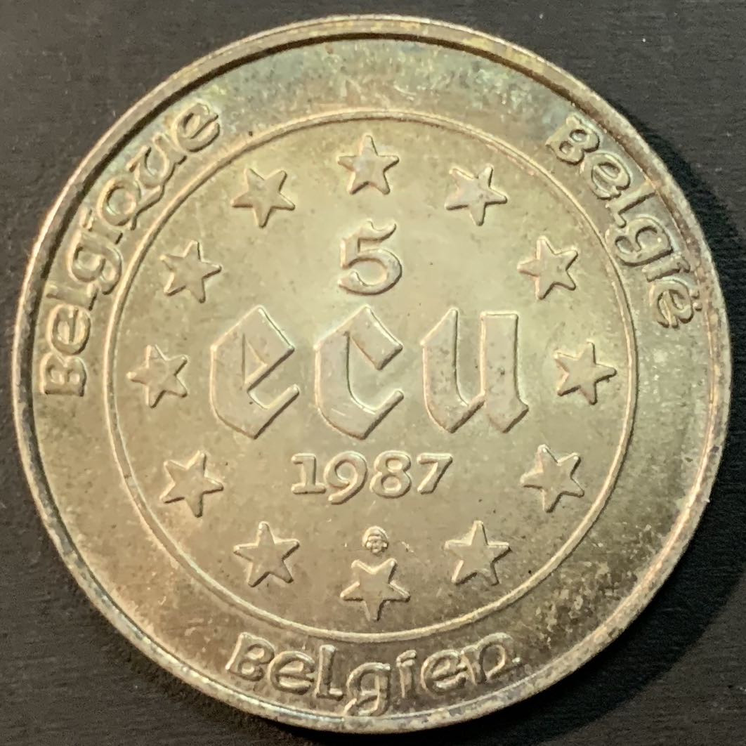 紫瑗钱币—微拍第53期  比利时 1987年 罗马条约30周年 5埃局 22.85克 0.833银