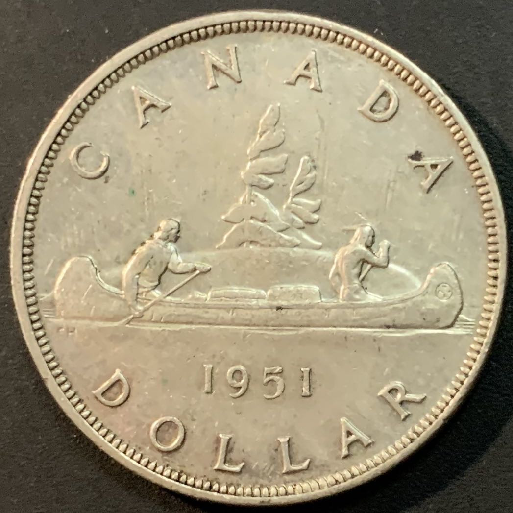 紫瑗钱币—微拍第53期  加拿大 1951年 乔治六世 1元 23.4克 0.8银