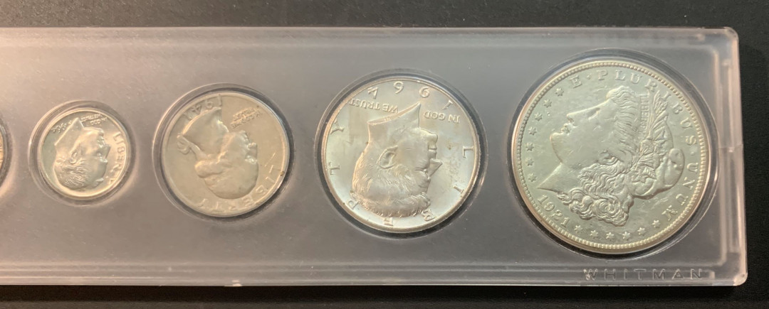 紫瑗钱币—微拍第53期  美国 早期 流通币 6枚 含4枚银币 共46.35克 0.9银 盒装