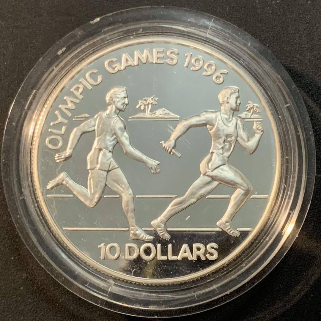 紫瑗钱币—微拍第53期  所罗门群岛 1994年 96亚特兰特奥运会  接力跑  28.28克 0.925银 精制