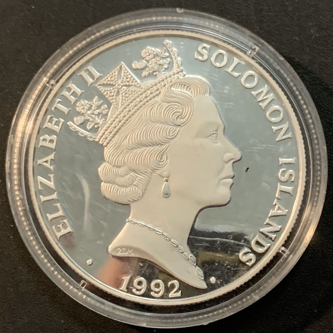 紫瑗钱币—微拍第53期  所罗门群岛 1992年 巴塞罗那奥运会 拳击 10元 31.47克 0.925银 精制