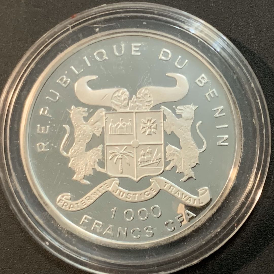 紫瑗钱币—微拍第53期  贝宁 1995年 96亚特兰大奥运会 短跑 1000法郎 20克 0.999银 精制