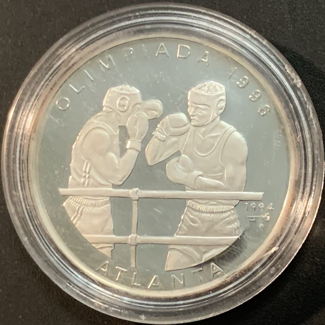 紫瑗钱币—微拍第53期  古巴 1994年 96亚特兰大奥运会 拳击 10比索 20克 0.999银 精制