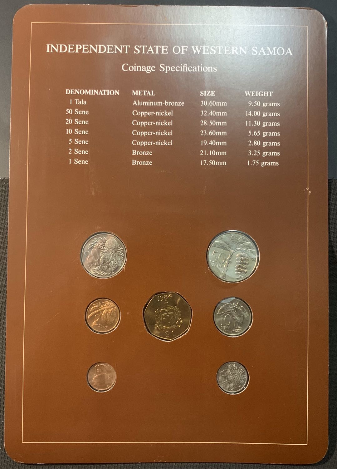 紫瑗钱币—微拍第53期  西萨摩亚 流通币 7枚套 富兰克林套装