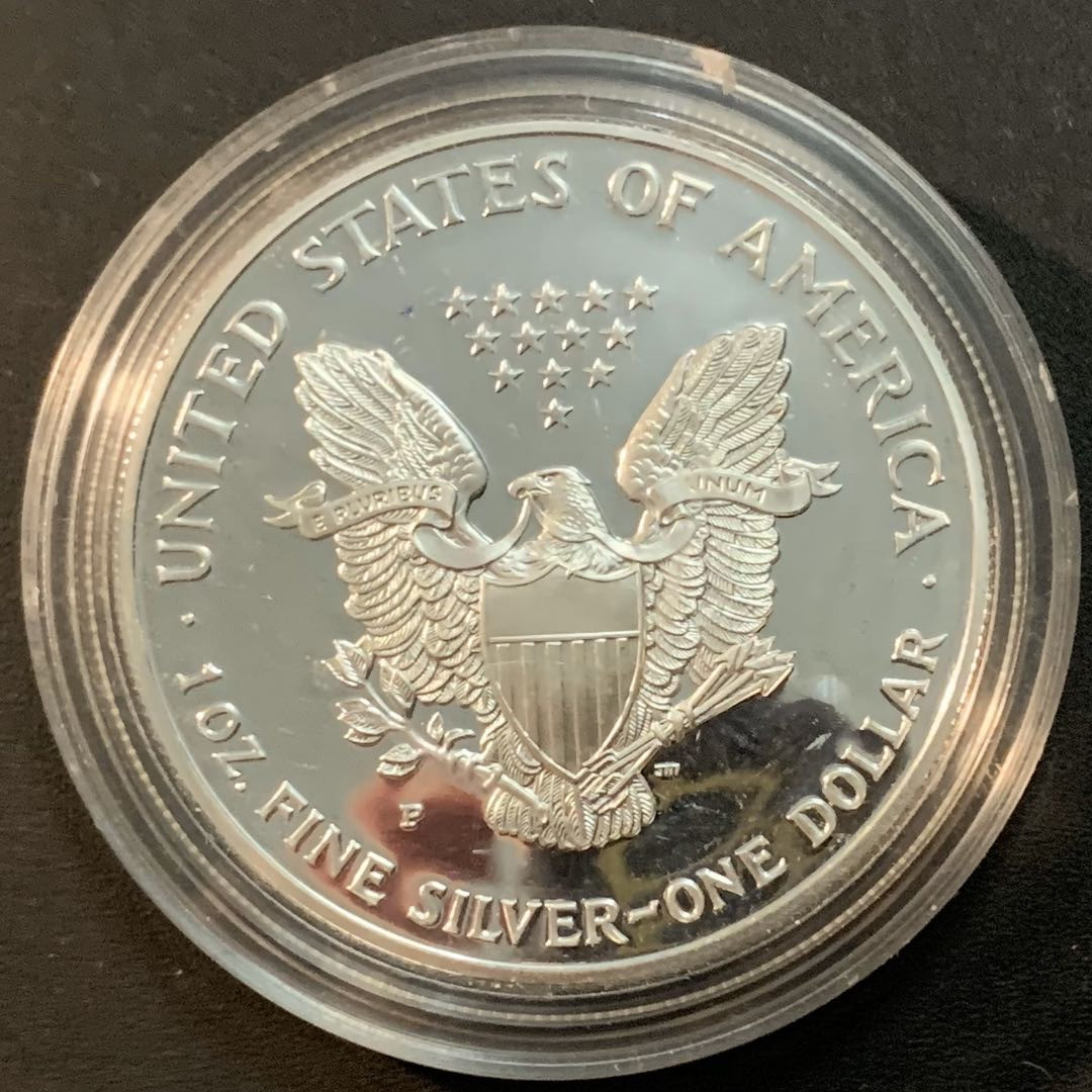 紫瑗钱币—微拍第53期  美国 2000年 P版 行走投资银 1美元 精制 1盎司纯银 31.1克 0.999银